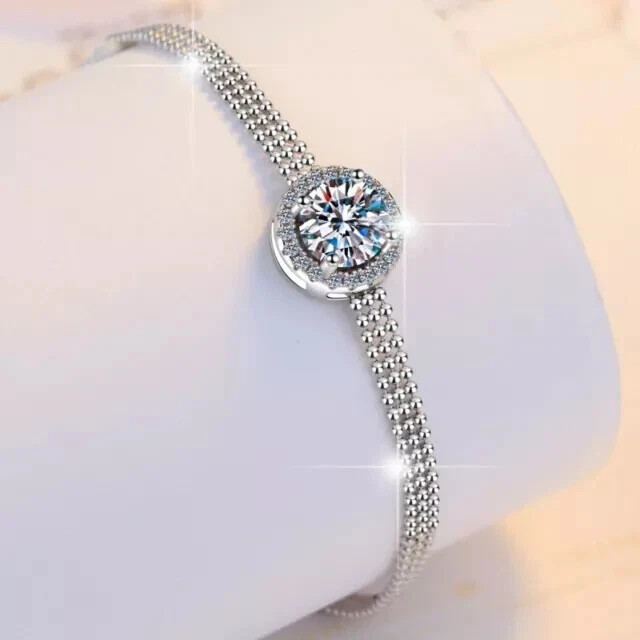 3Ct Round Lab Diamond Bracelet for Women in 14K White Gold