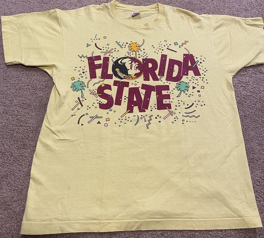 Vintage 1989 Florida State University Seminoles FSU T-shirt Men’s Size XL Yellow
