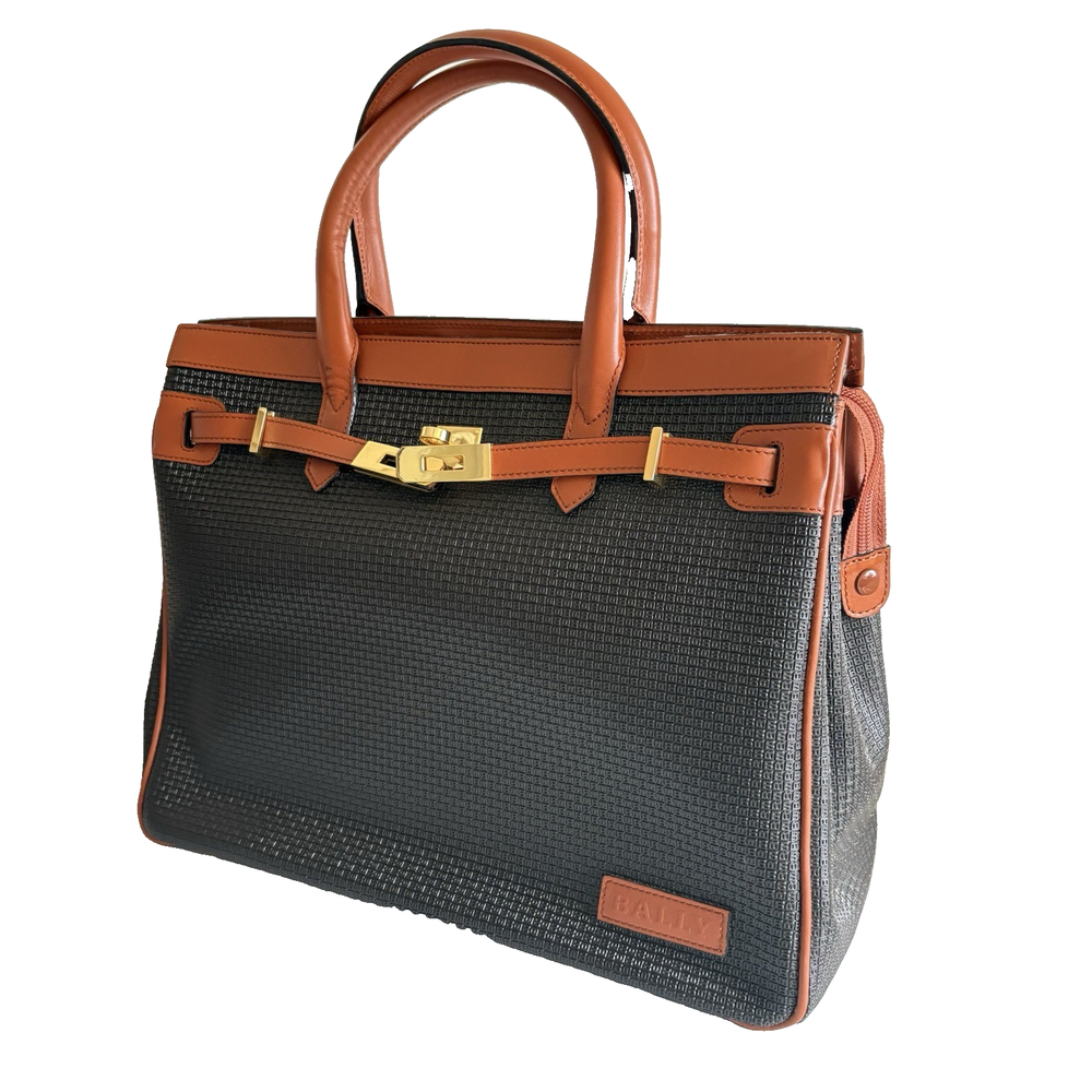 Authentic Bally Handbag Brown Leather From Japan 0832