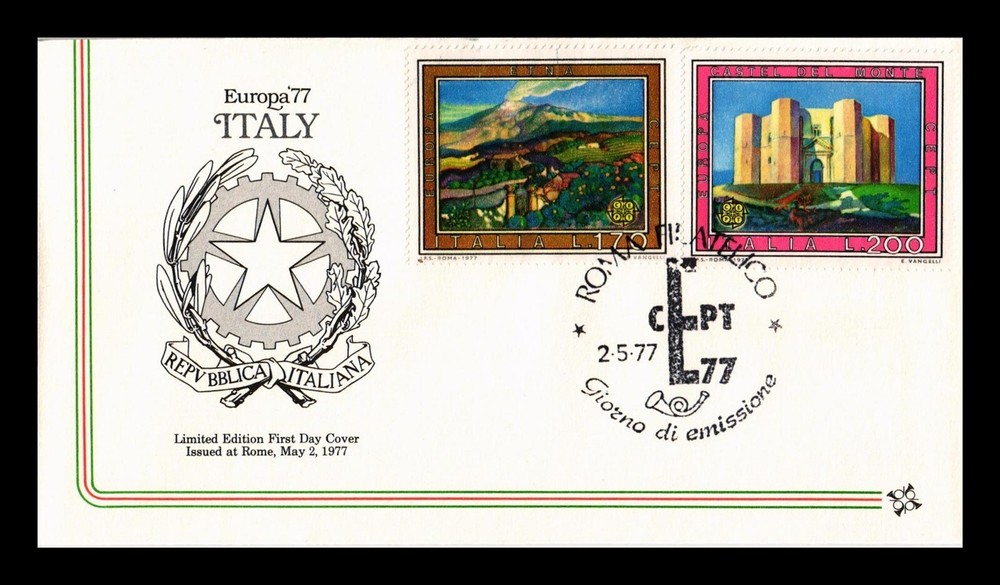 Dr Jim Stamps Italy Fleetwood LE First Day Cover 2v Europa 1977 Landscapes