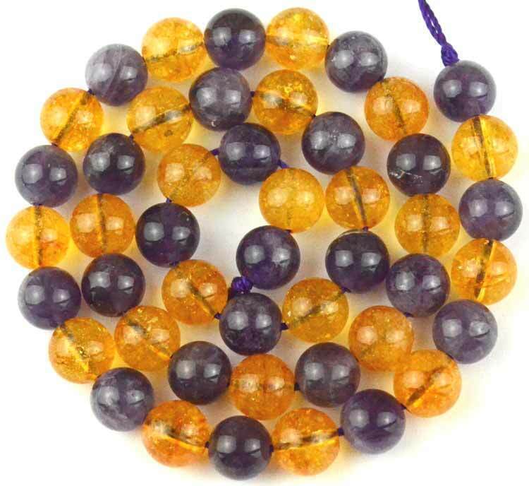 10mm Natural Amethyst Citrine Round Beads 15'' for DIY Craft Projects