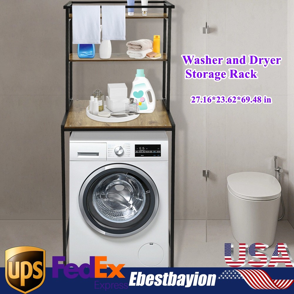 3-Tier Washer Dryer Storage Shelf Floor Mount Clothes Drying Rack