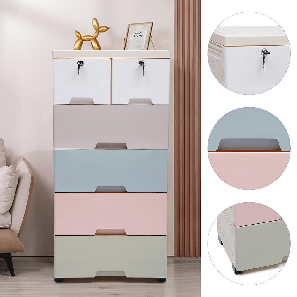 Vertical Storage Organizer Tower 6 Drawers Bedroom Closet Entryway