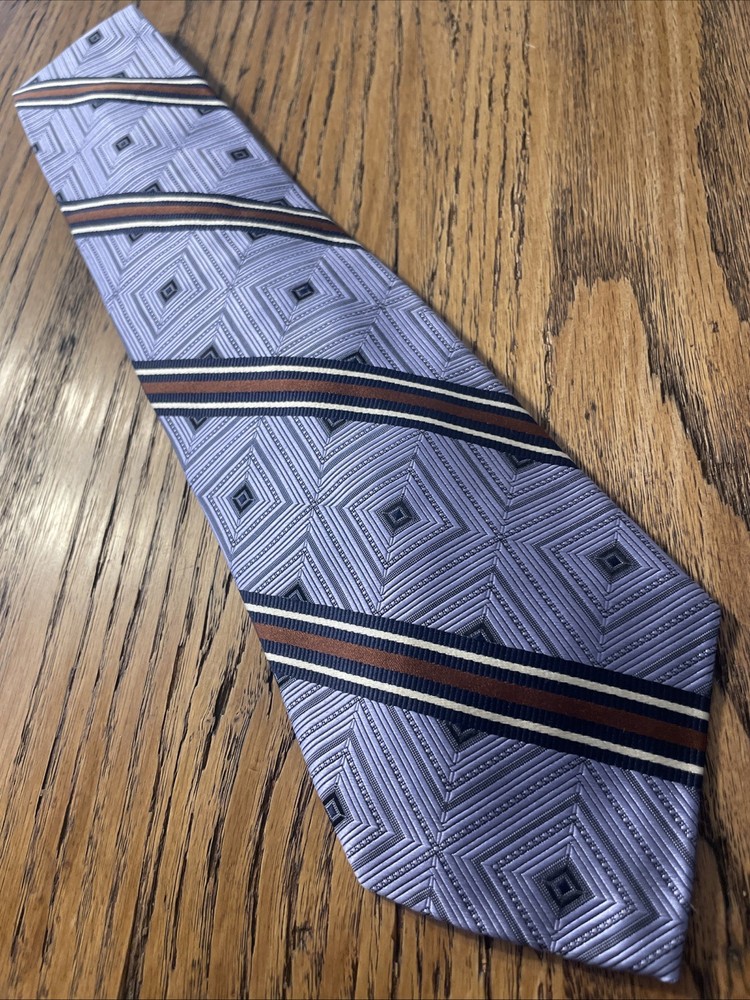 Vintage EUC Robert Talbott Best Of Class Silk Tie USA Hand Sewn Geometric Stripe