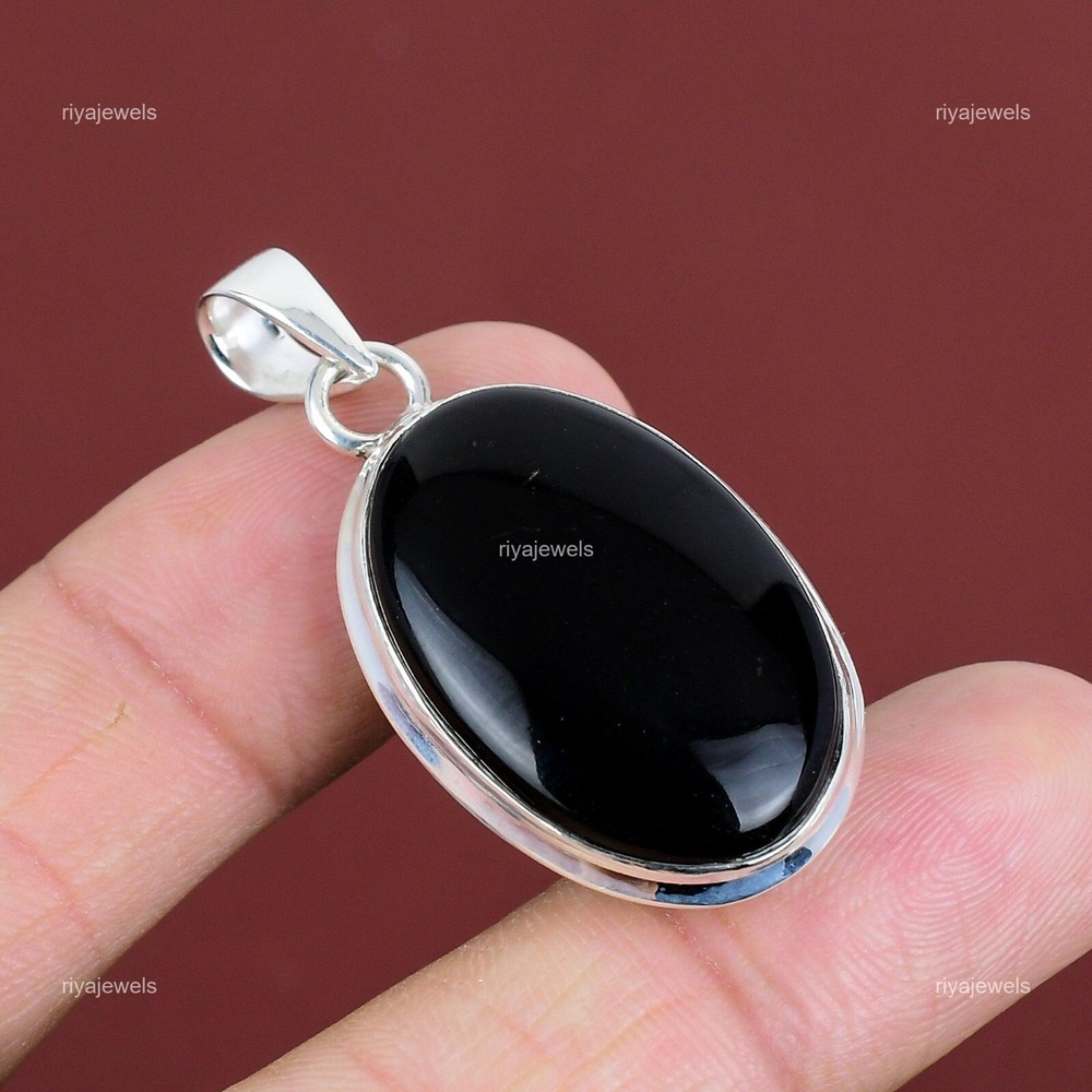 Cyber Monday Sale Sterling Silver Black Onyx Gemstone New Unique Pendant Jewelry-image