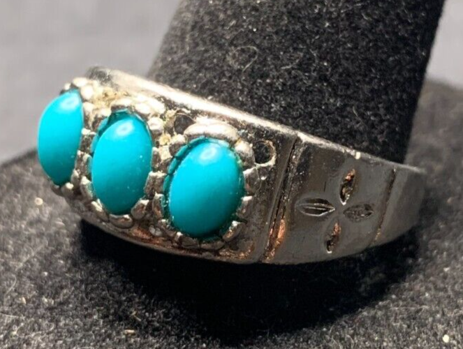 Vintage Antique Silver Tone Southwestern Ring - Size 10