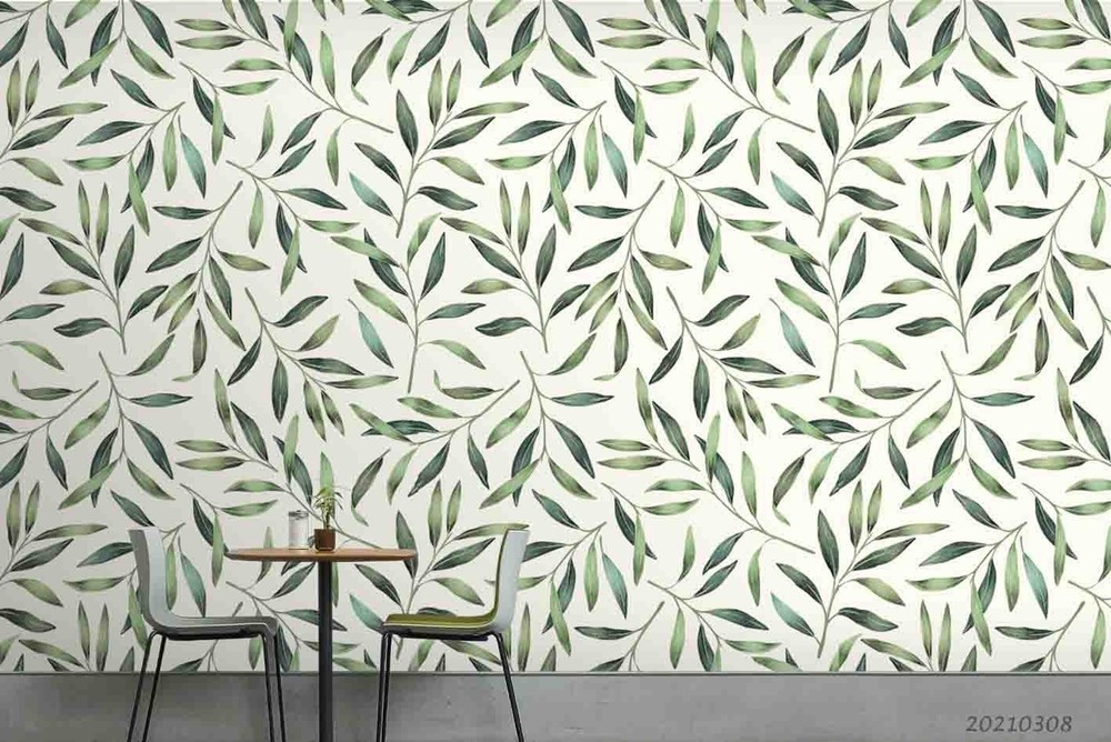 3D Leaves Watercolor Pattern Wall Murals Wallpaper Murals Wall Sticker