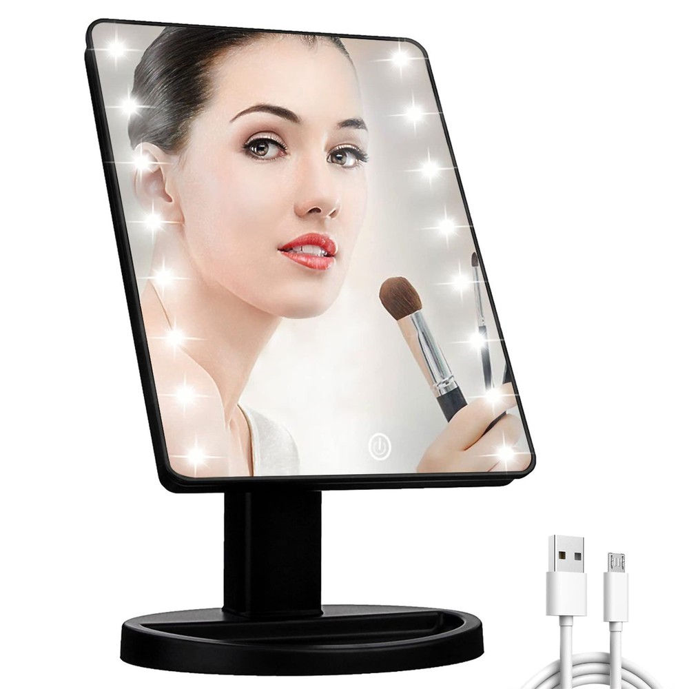 16 LED Lighted Vanity Mirror with 180° Rotation and Adjustable Lighting