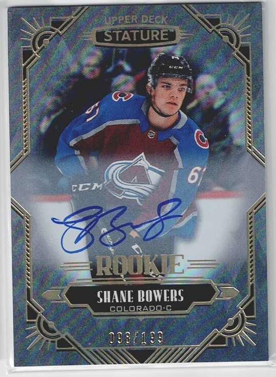 2020-21 UD Stature Shane Bowers Rookie Auto SP 98/199 #163 Hockey Card