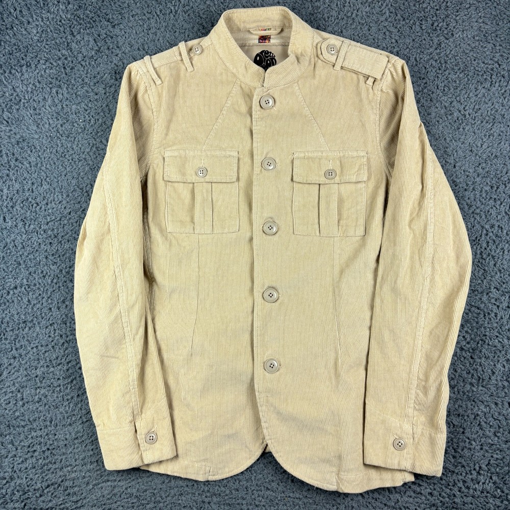 Pretty Green Overshirt Men Medium Beige Corduroy Shacket Mod Oi Polloi Lennon PG