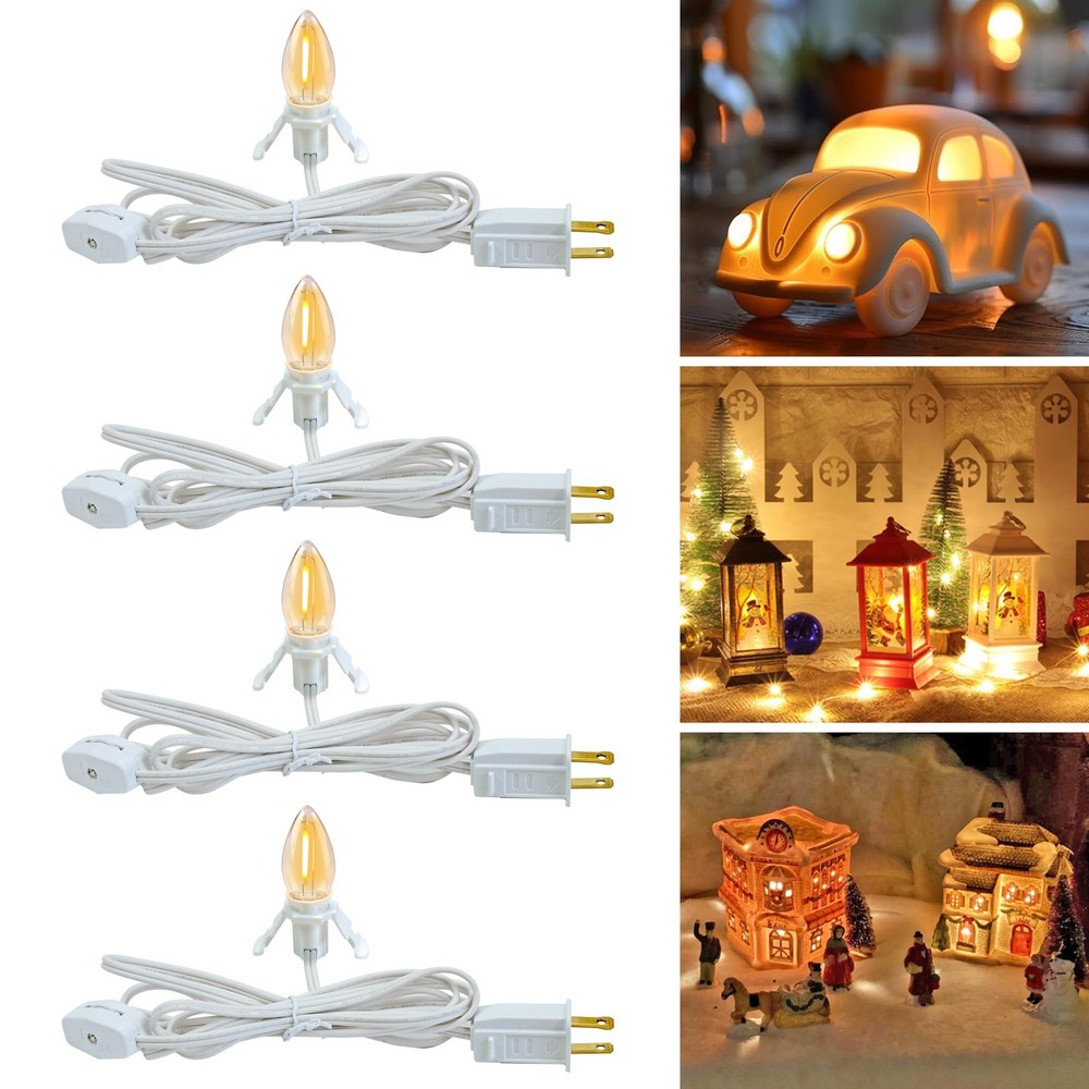 FUTIME Set of 4 Accessory Cord with One Led Light Bulb 6Ft Blow Mold Light