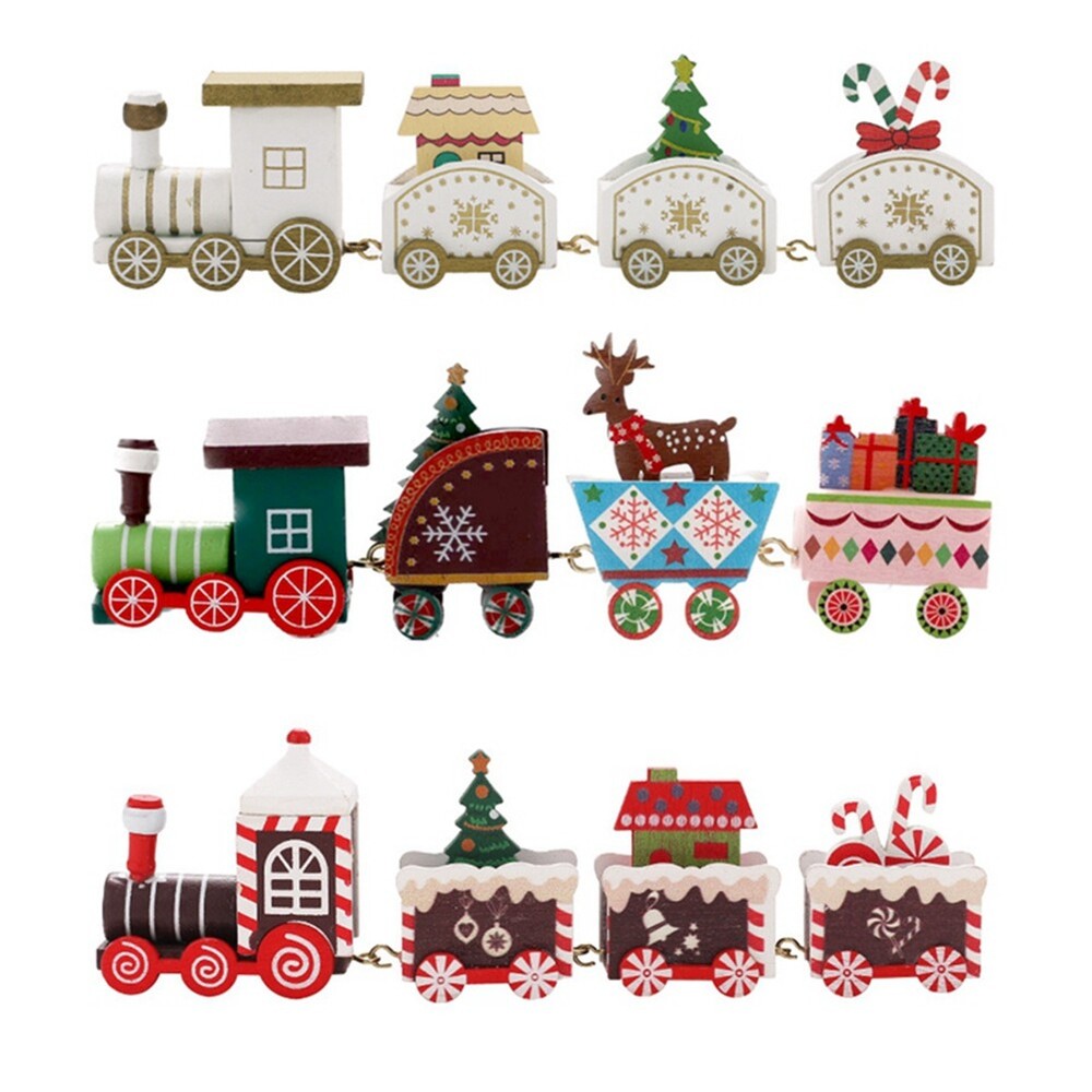 Christmas Desktop Decoration Christmas Wooden Train Festive Ornament4405