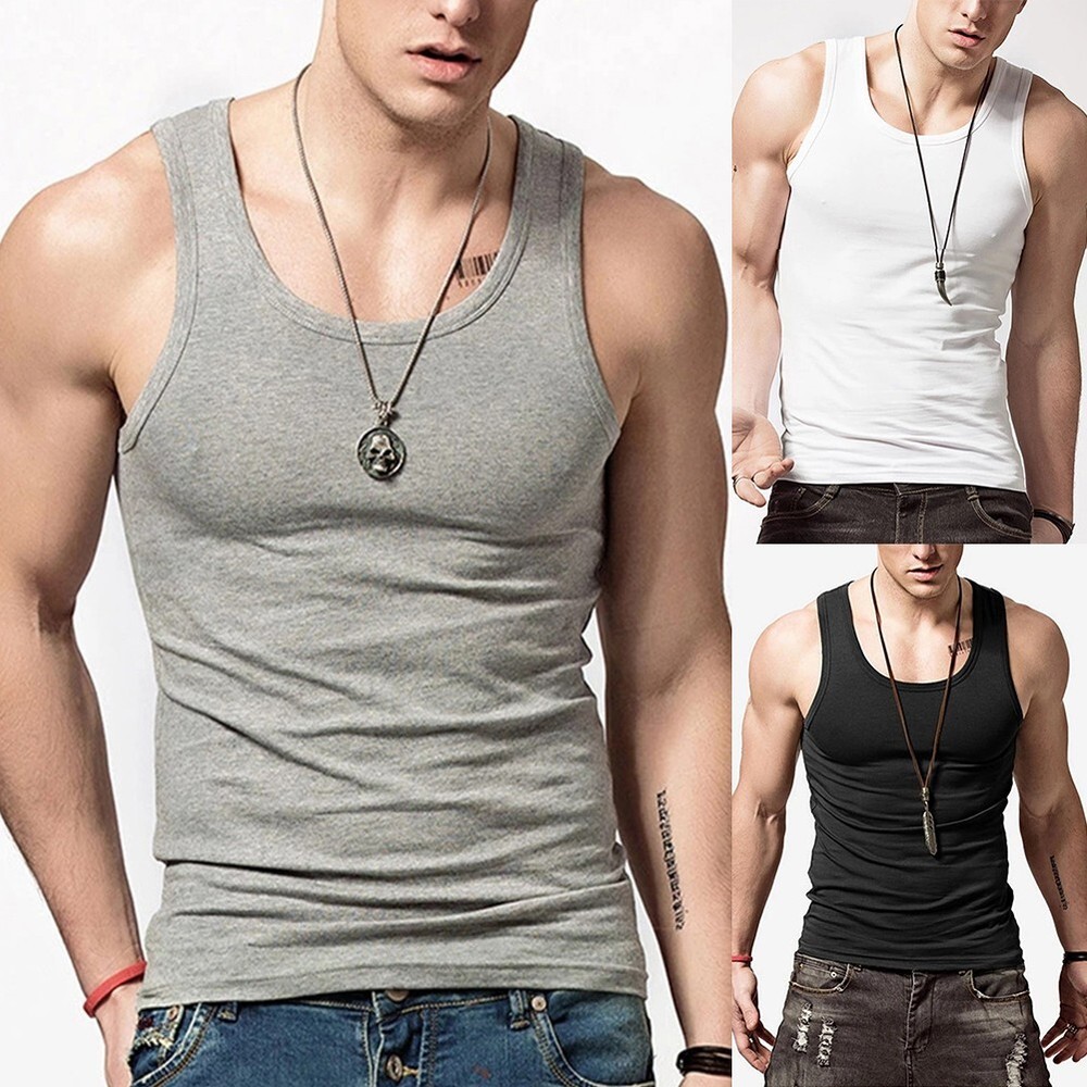 Trendy Muscle Sleeveless Shirt Gym Men Tank Top Sport Fitness Bodybuilding