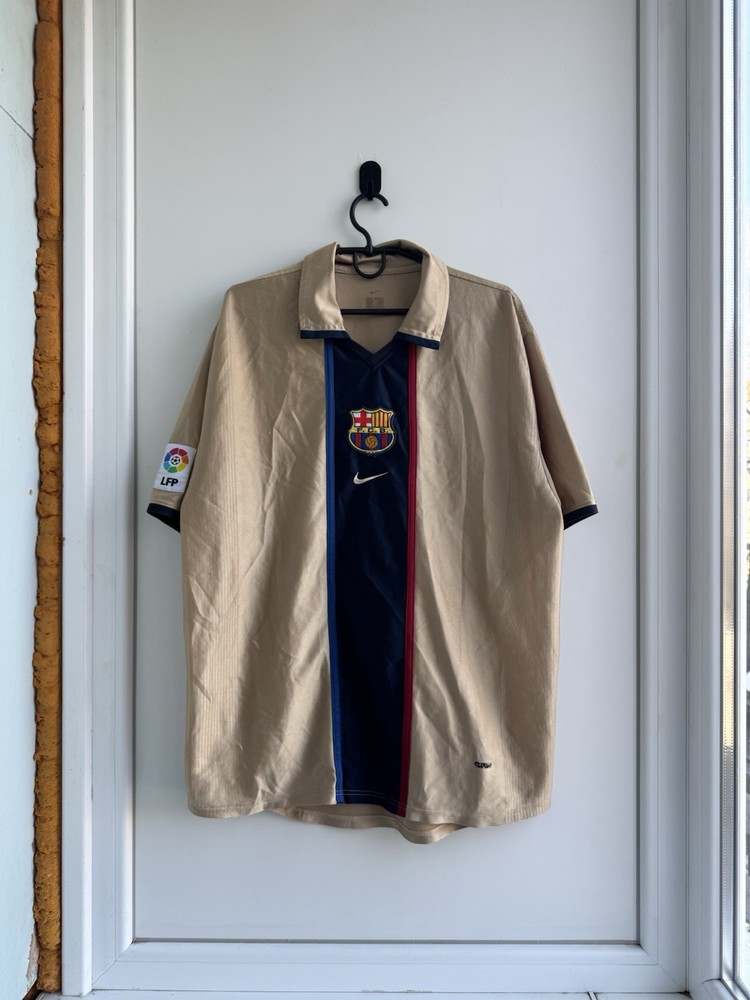 Nike Barcelona 2001/02 Gold Away Soccer Jersey Football Shirt Barca Size XL