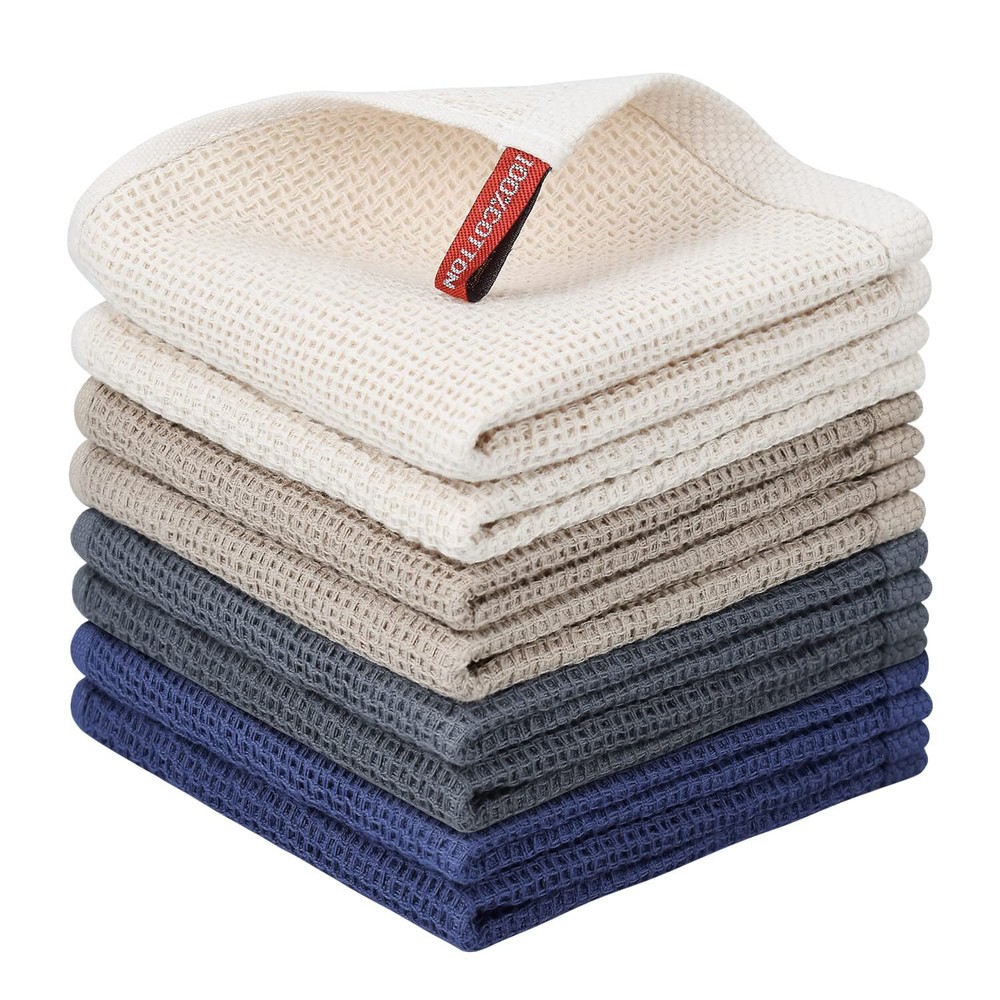 100% Cotton Waffle Weave Kitchen Dish Towels Cloths Multi Color 12x12