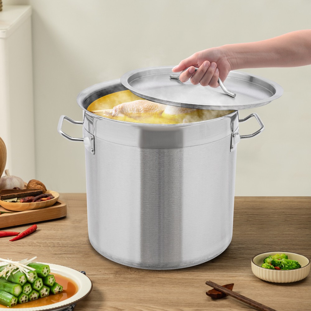 17L Stainless Steel Stock Pot for Soup Cooking Large 4.49Gal Kitchen