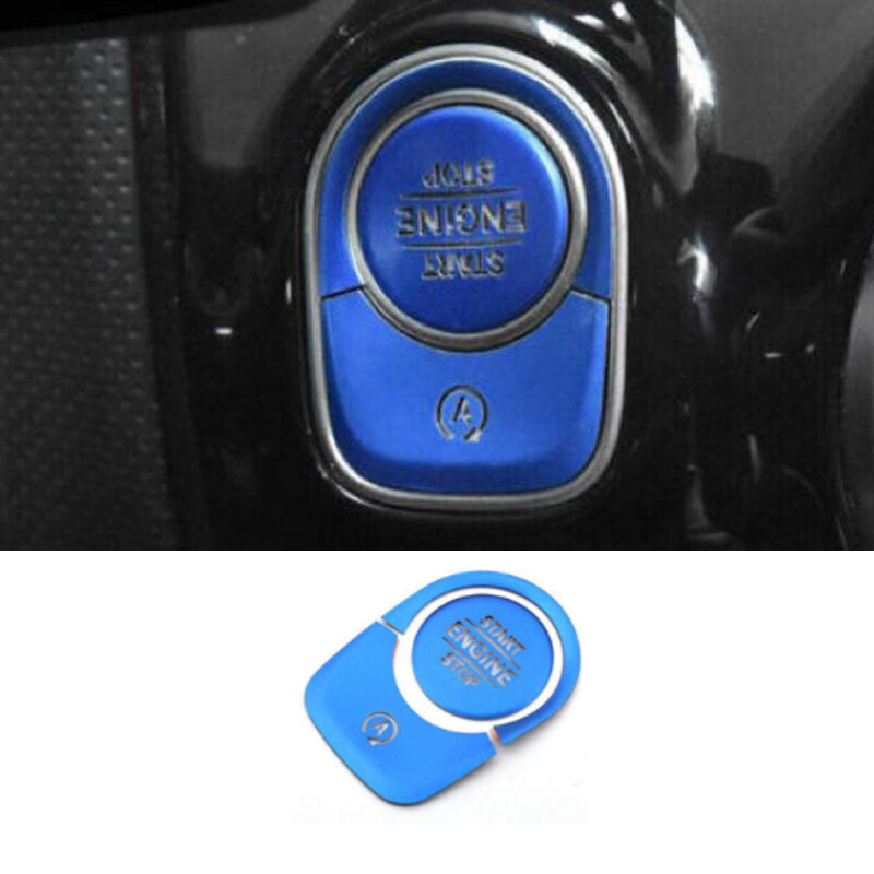 Blue Alloy Start Button One-Click Switch Cover Trim For Benz A-Class 2019-2022