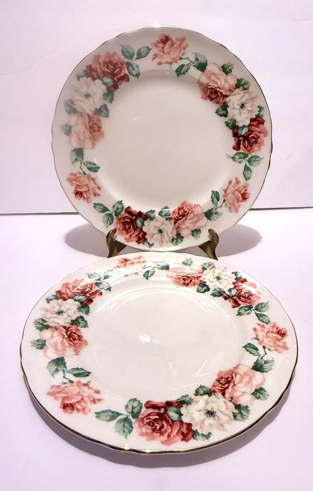 クラウン スタフォードシャー ボーンチャイナ トリニティ キャベツ ローズサラダプレート 8インチ イングランド 2枚
