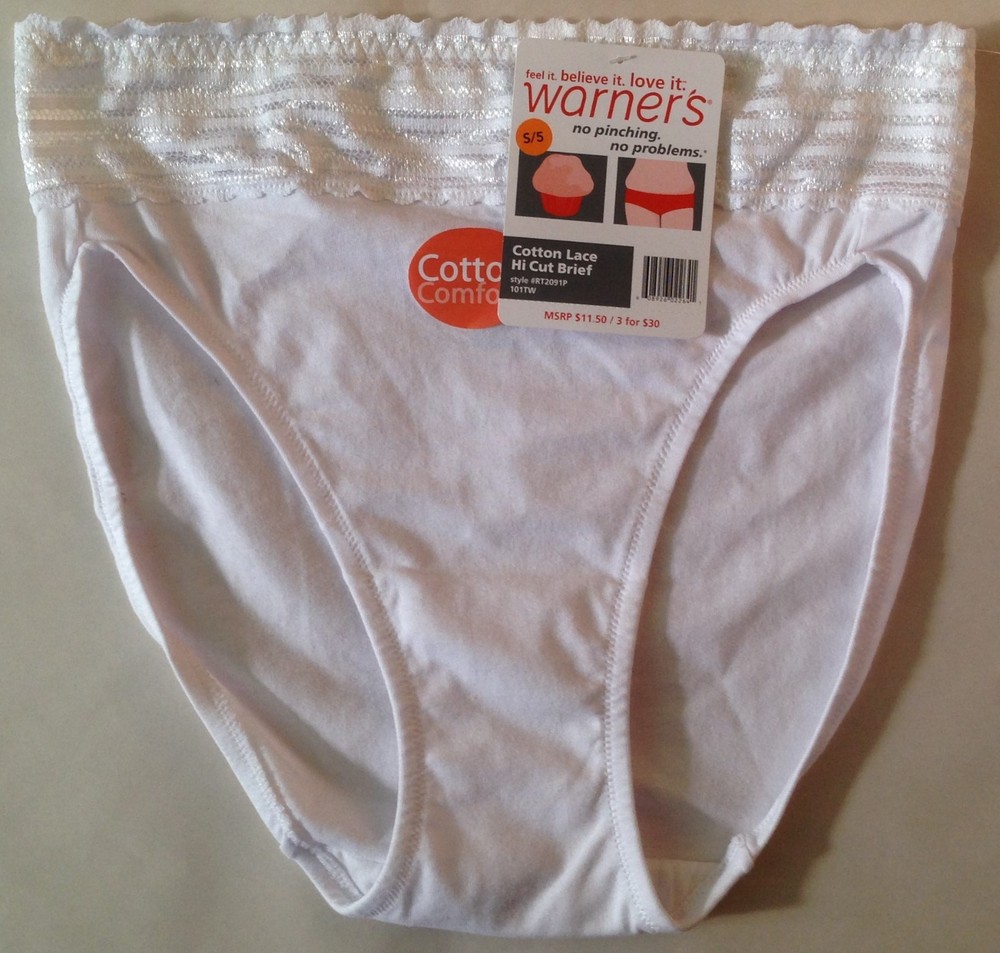 Warner's No Pinching No Problem White Lace Brief Panty 2091P Size Small NWT $11.50