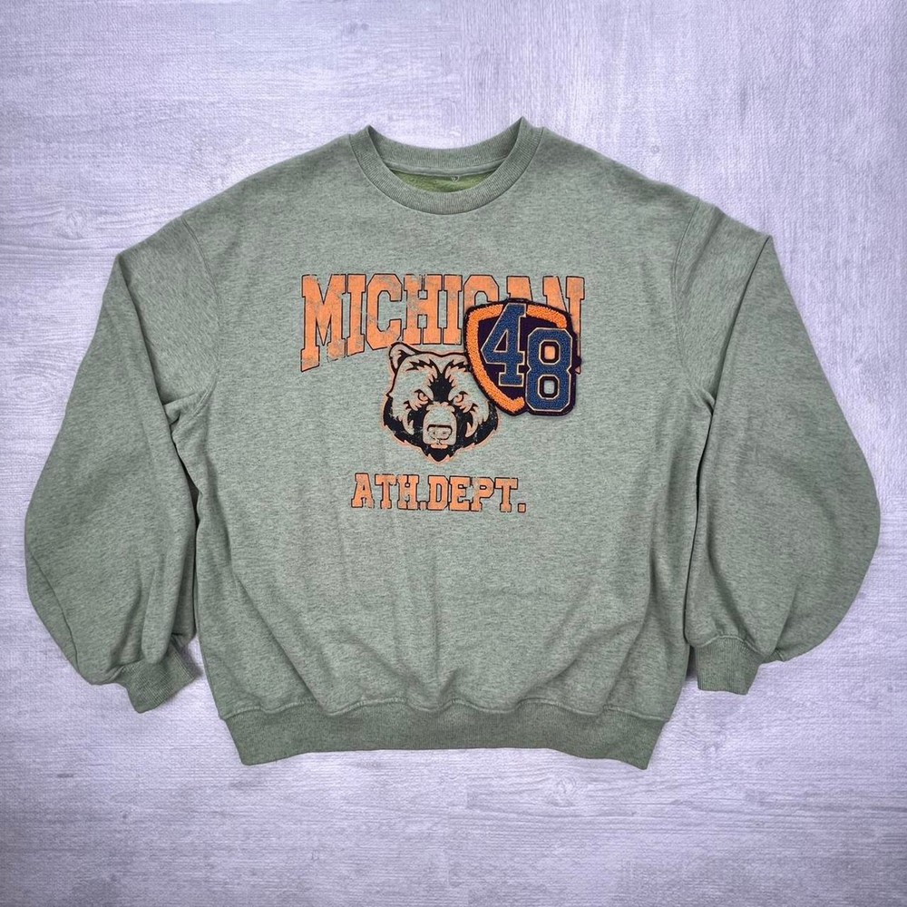 Vintage 90s Michigan Wolverines Sweatshirt Size: Large Green NCAA college