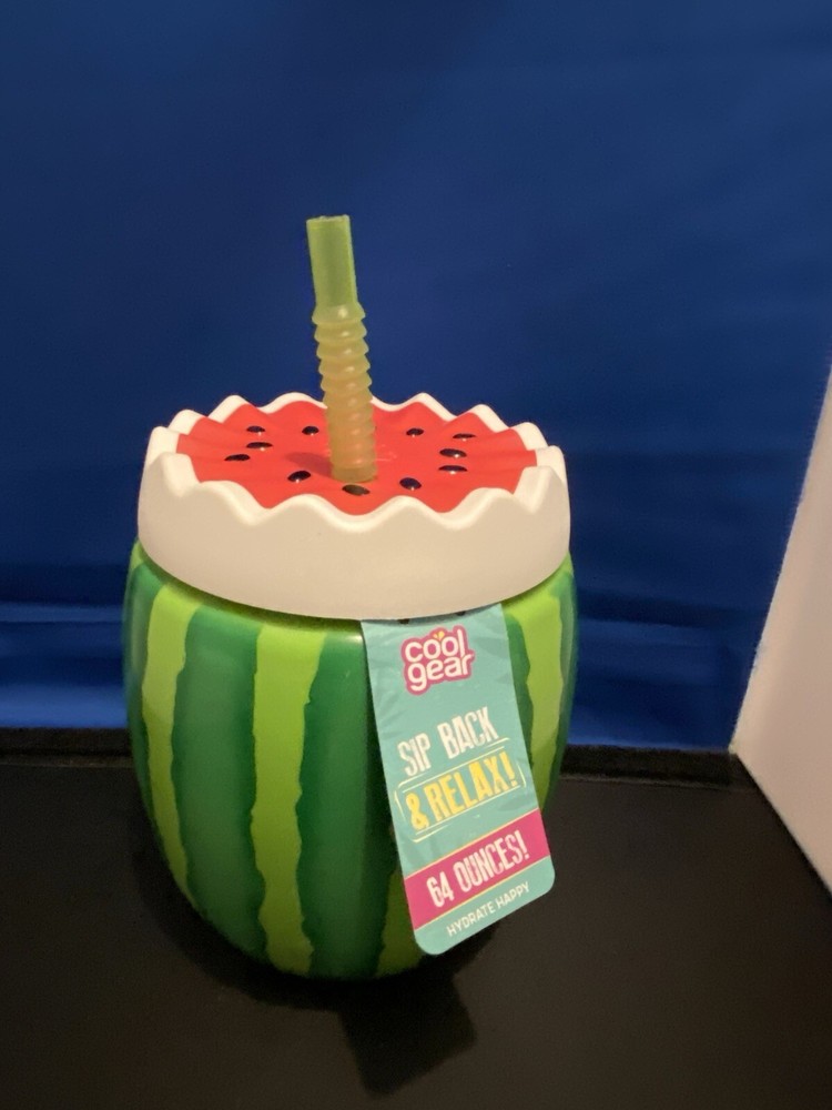 Cool Gear™ Sip Back & Relax! 64 Oz Watermelon Tumbler w/ Straw ~ NEW w/ TAG
