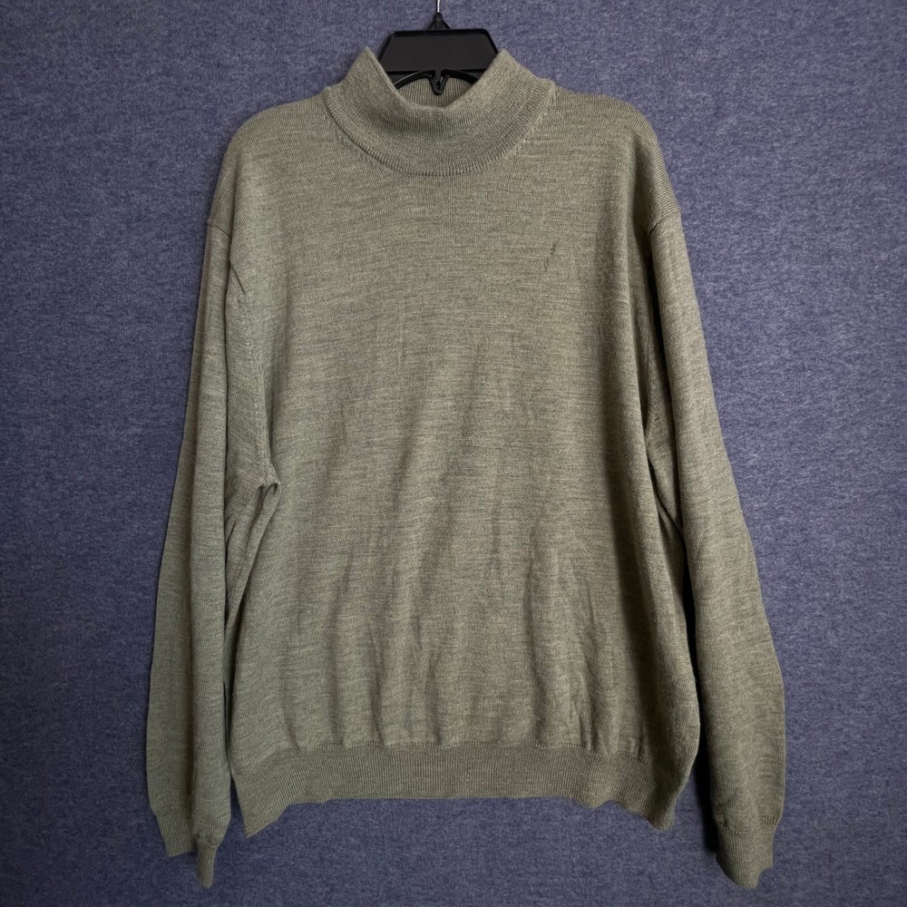 Vintage Club Room Mock Neck Sweater Olive Green Men's L Merino Wool