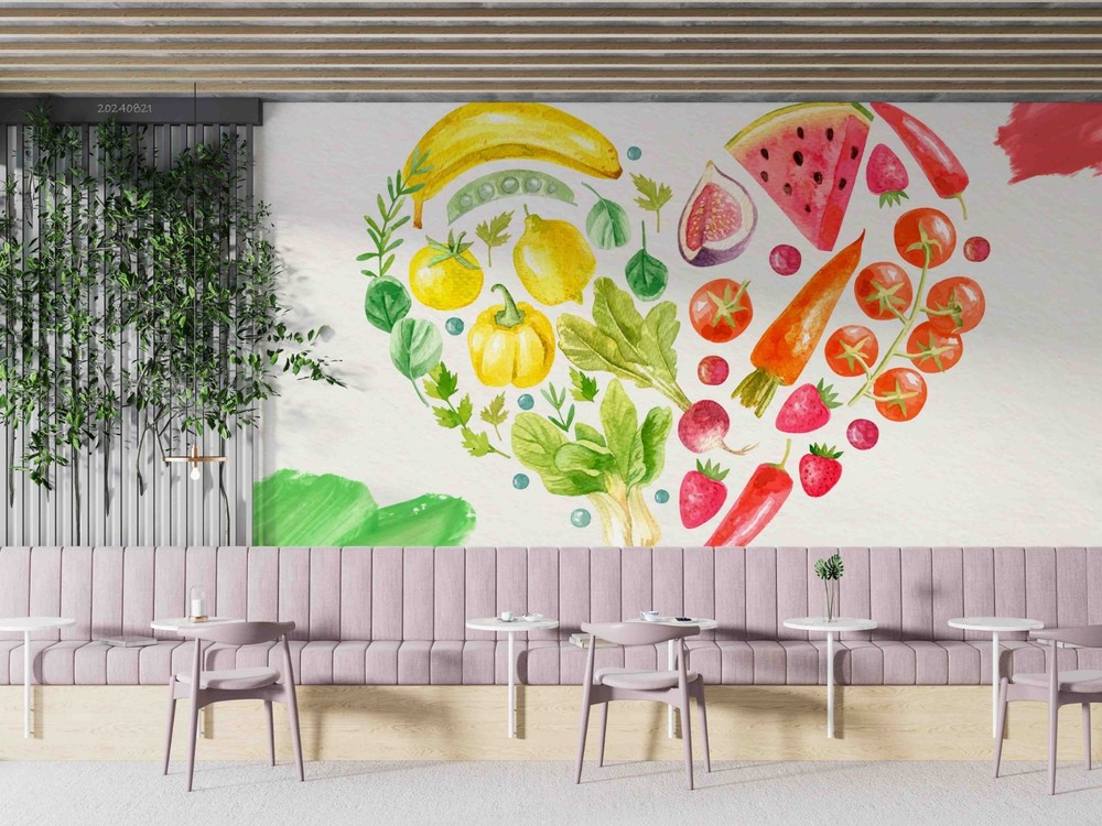 3D Fruit Vegetables Watercolor Wall Murals Wallpaper Murals Wall Sticker 2