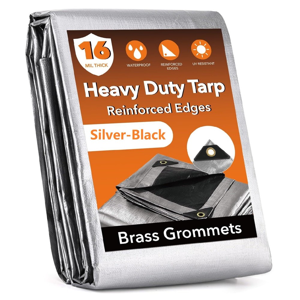 Heavy Duty Poly Tarp 16Mil 12FT Wide Waterproof Reinforce Canopy Cover Tarpaulin
