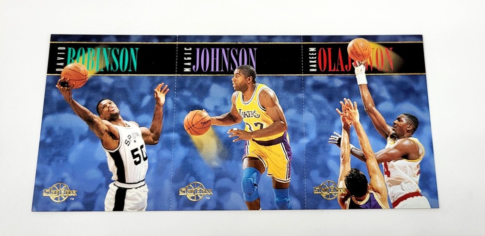 SAMPLE PROMO UNCUT 1994-95 Skybox Hakeem Olajuwon Magic Johnson David Robinson