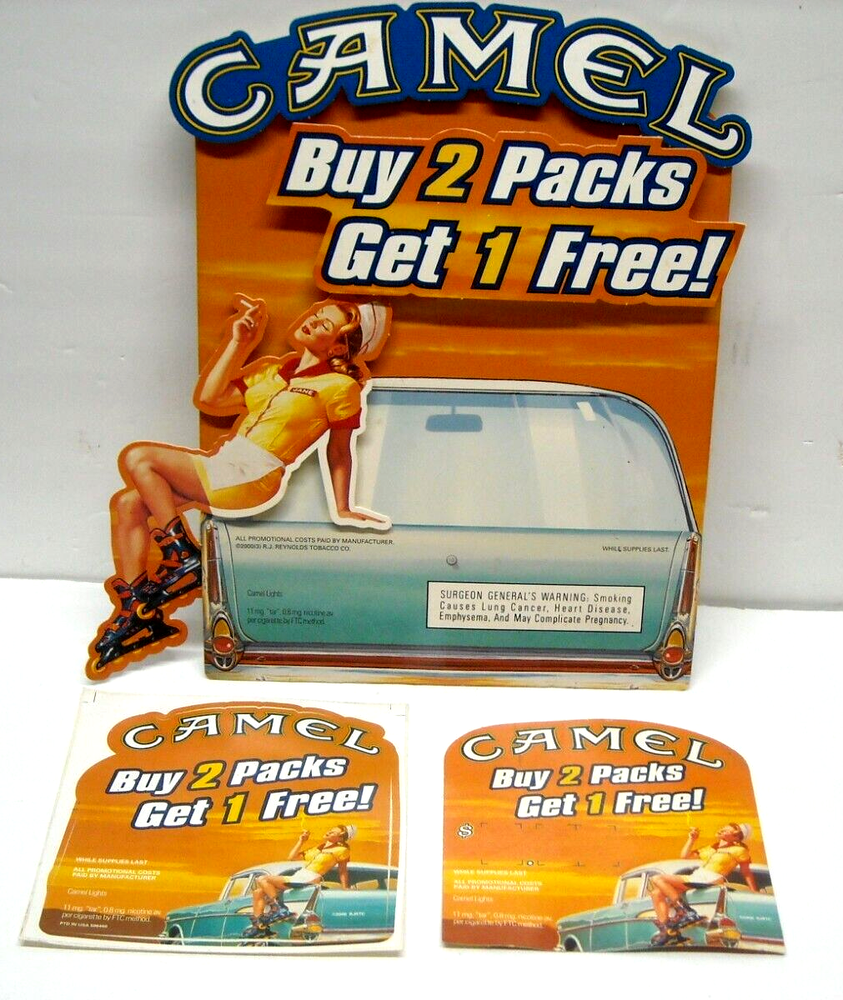 VINTAGE CAMEL CIGARETTES STORE ADVERTISING COUNTER DISPLAY STANDEE +