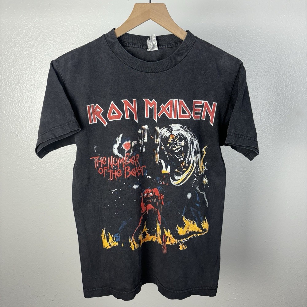 Y2K Iron Maiden Number of the Beast Tour Band Vintage Grunge T Shirt Size Small