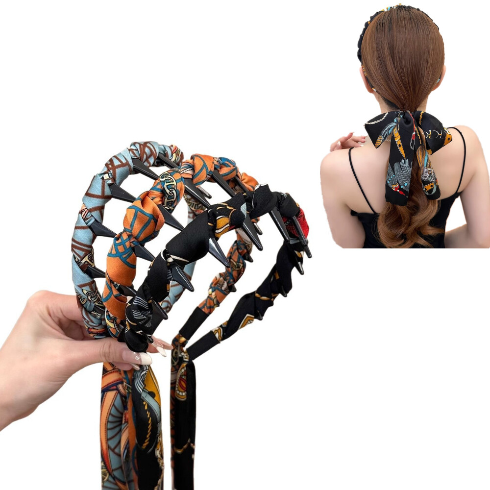 Non-Slip Retro Satin Cross Knot Hairband for Women & Girls