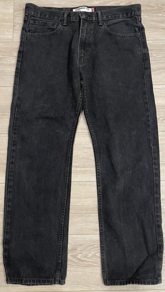 Levis 505 Jeans Mens 34 Black Denim Regular Fit Straight 34X30