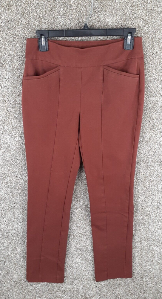 Chicos Womens So Slimming Pull On Pants 00 Short Rust Orange Stretch Mid Rise