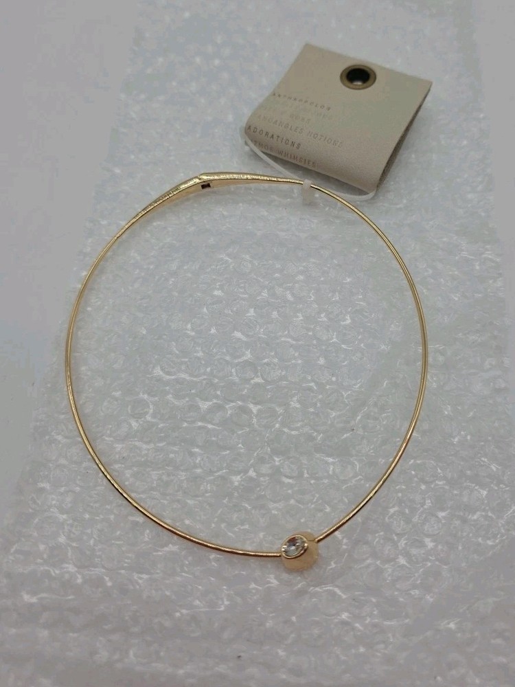 Anthropologie Crystals Pearl Gemstone Charms Gold tone Necklace Choker New