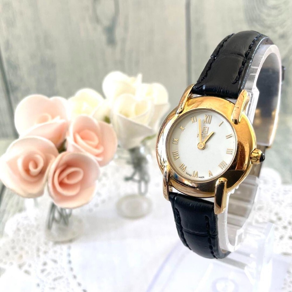 FENDI 410L Gold White Watch Pre-Owned From Japan See Details