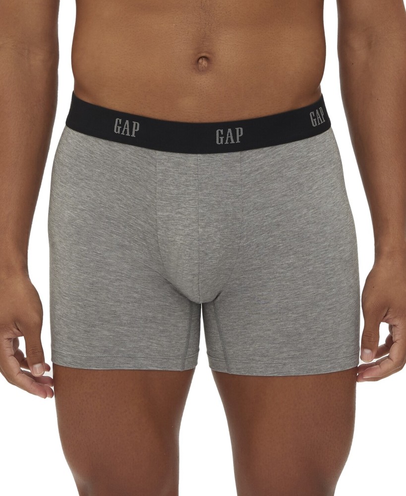 Gap Men's 3 Pack Contour Pouch 5 Inch Boxer Briefs Grey Black Large