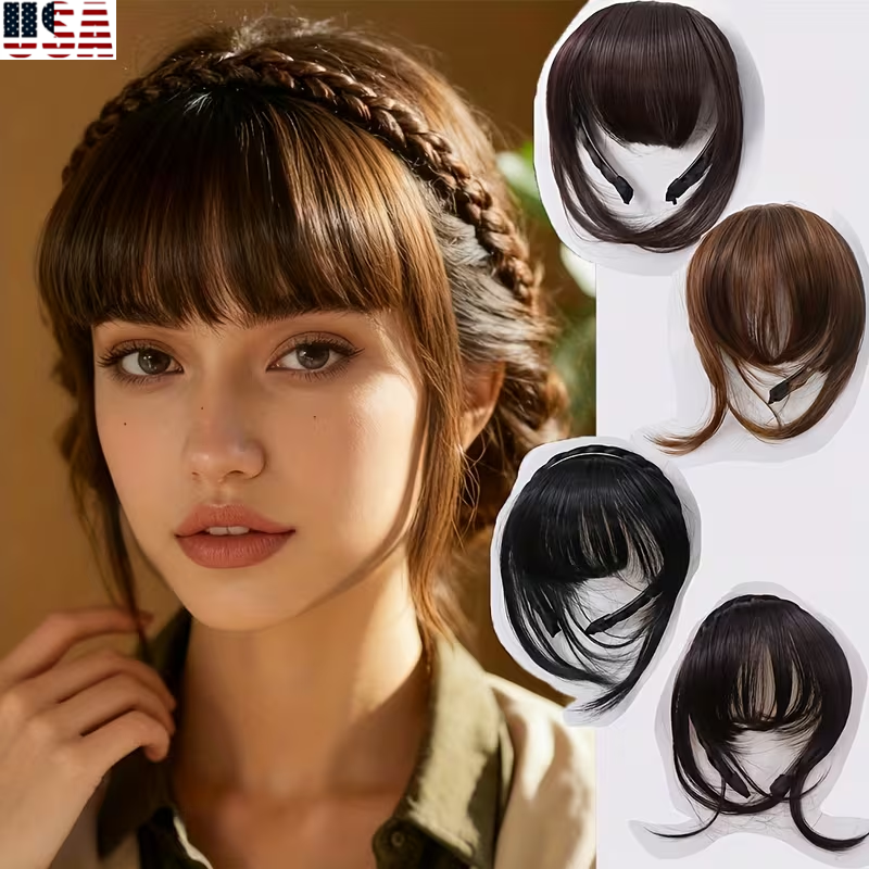 Braids Headband Hair Neat Fringe Bands Instant Hair Bangs With Headband Braided