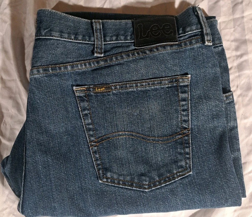 Lee Mens Relaxed Fit Wide Leg Blue Denim Jeans Size 42x32