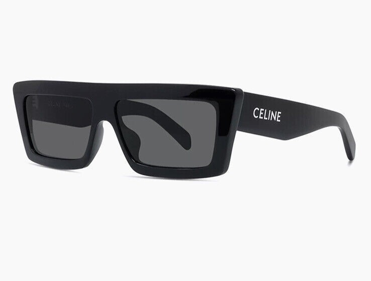 Celine CL40214U 01A Black Grey Lens Rectangular Women Sunglasses New Italy 57mm