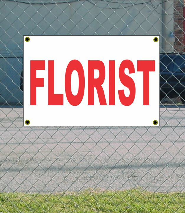 2x3 Red & White Florist Banner Sign – Discounted Size & Price with Free Shipping