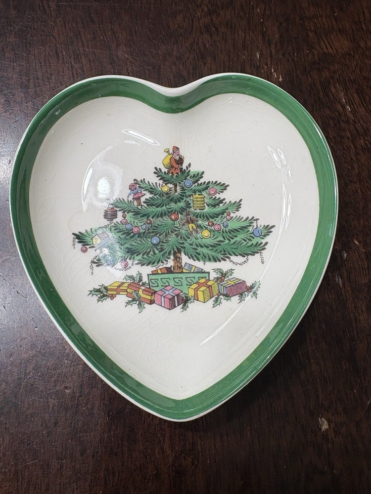 Spode Christmas Tree heart trinket Butter dish S3324-J  England 4