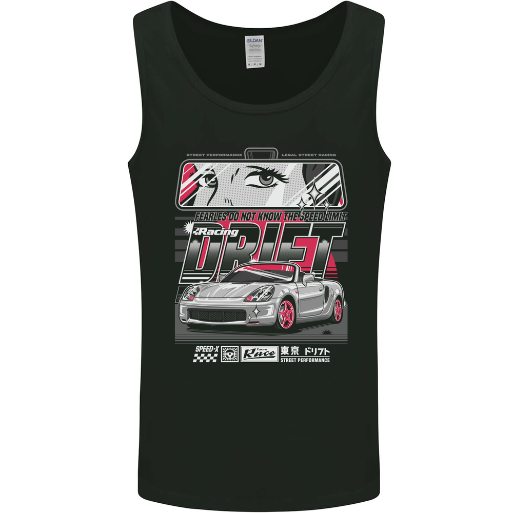 Drift Racing Fearless Don't Know the Speed Limit Mens Vest Tank Top