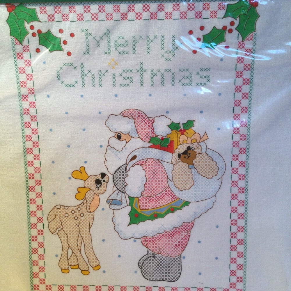 Daisy Kingdom Stamped Cross Stitch Sampler #63447 Christmas Santa VTG 1992 NOS