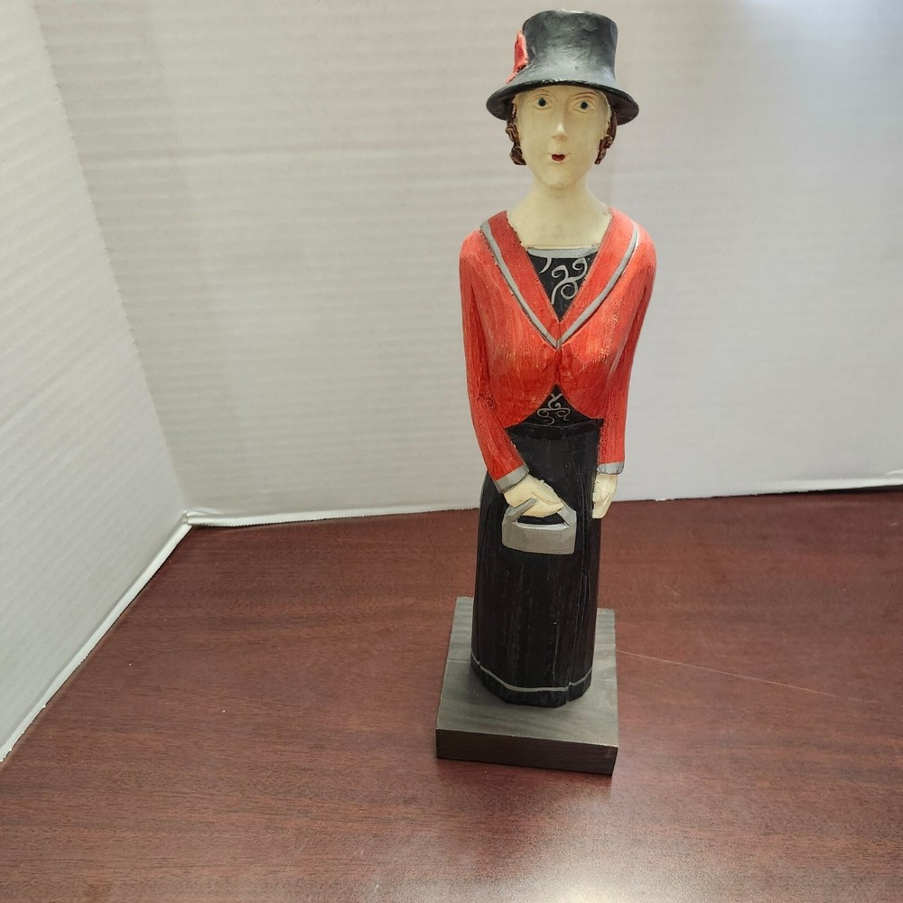 Vintage Hand-Painted Wooden Woman Figurine