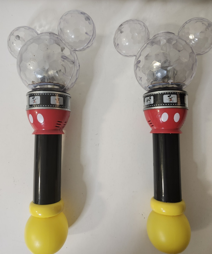 Disney Parks Mickey Mouse Light-Up Bubble Wand Set of 2 Tested Working