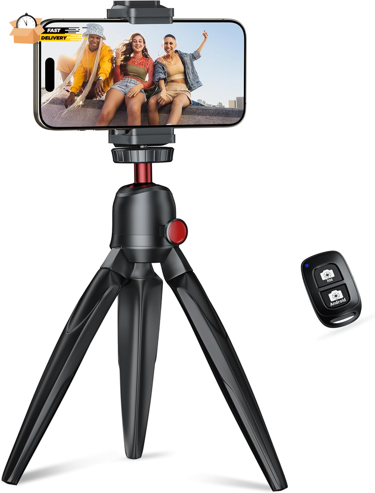 Phone Tripod, Flexible Cell Phone Tripod with Wireless Remote, Mini Tripod Stand