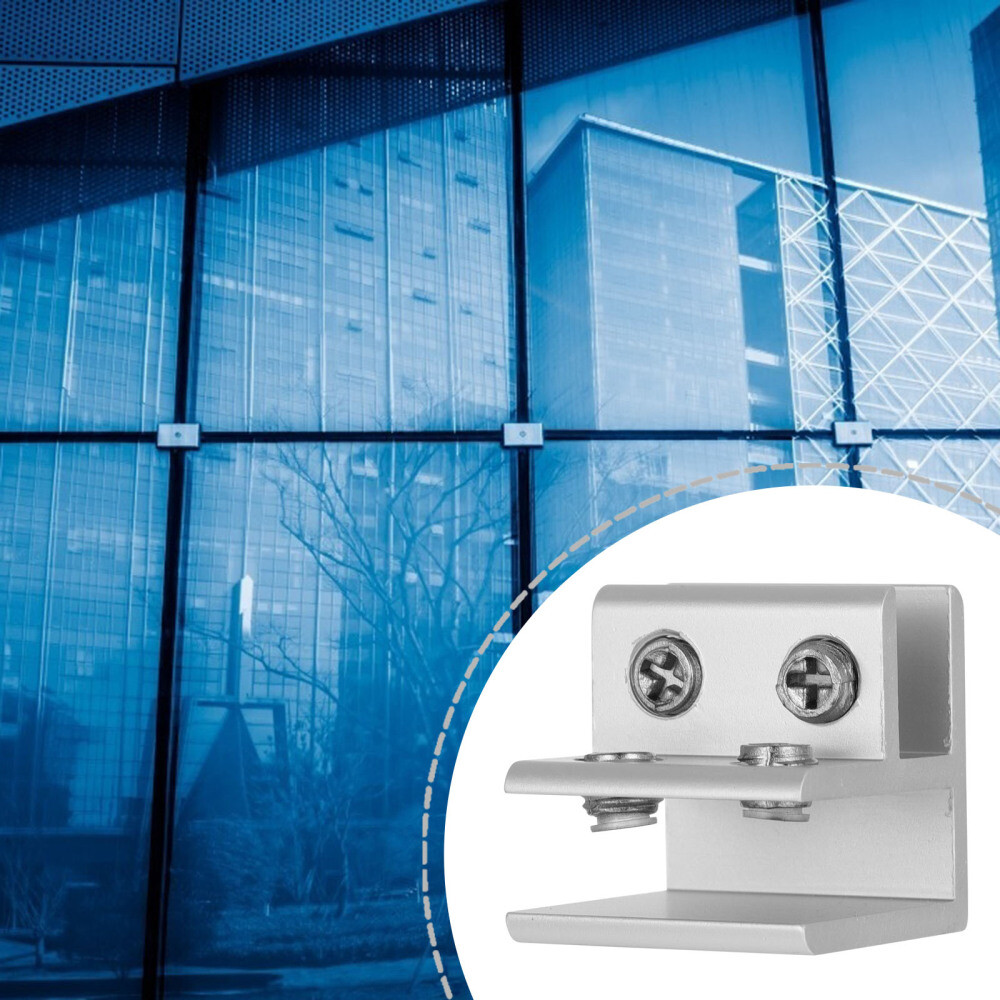 4-Piece Privacy Panel Clamp Glass Clamps with Wood Shelf Bracket for Secure Staircase or Balcony Railings