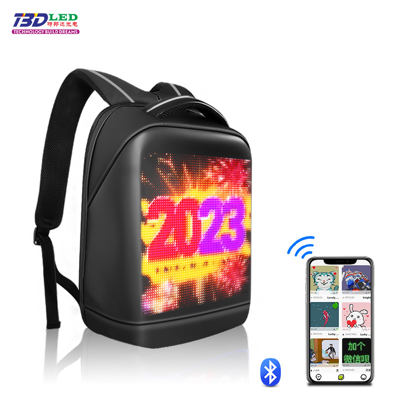 Smart Led Pixel Backpack Advertising Light Up Waterproof Backpack w/Screen Panel