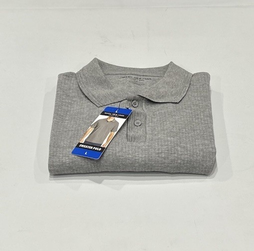 Andrew Marc by Marc New York Men's Sweater Polo Shirt, Gray, Size L